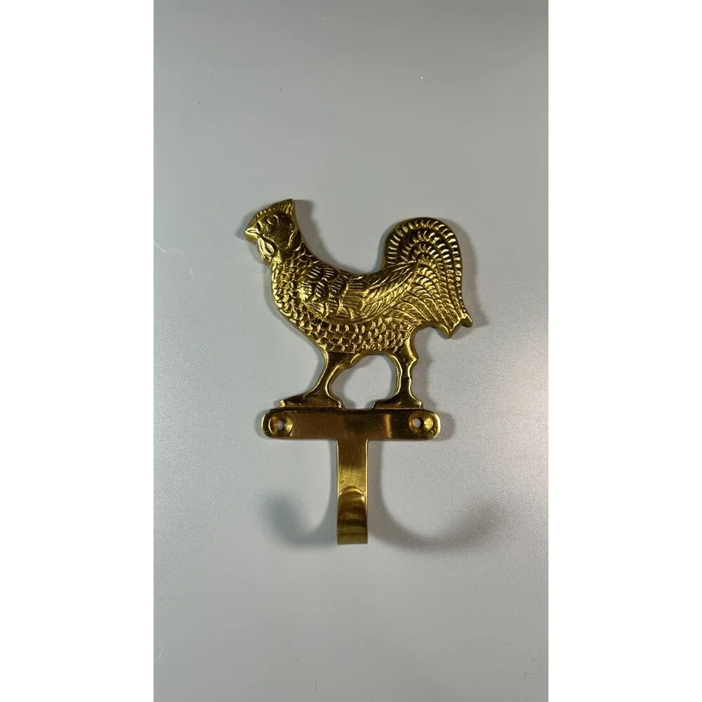 Vintage Solid Brass Chicken/Rooster Wall Mounted Hook